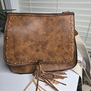 Jen Co Bailey Veagan Brown Leather Crossbody Bag